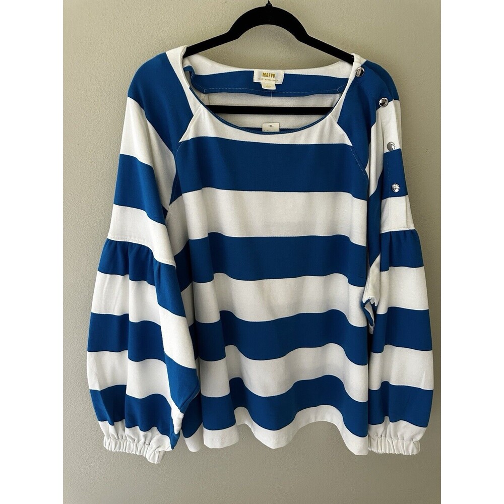 NEW NWT Maeve Anthropologie Top Shirt Blue white Striped Plus Size 3X Women Fall